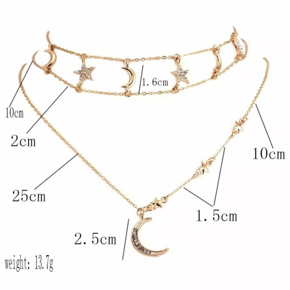 ♥️SALE TODAY! Moon & Stars Gold Choker necklace - Picture 2 of 5